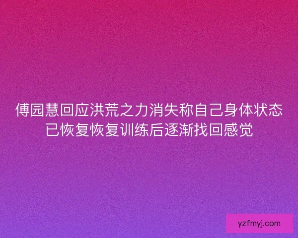 傅园慧回应洪荒之力消失称自己身体状态已恢复恢复训练后逐渐找回感觉