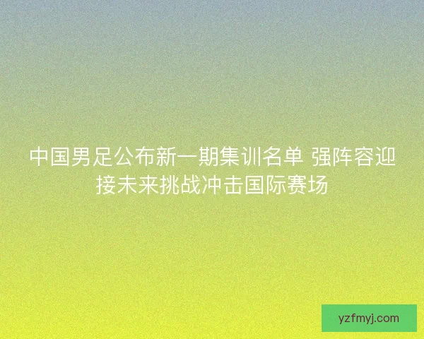 中国男足公布新一期集训名单 强阵容迎接未来挑战冲击国际赛场