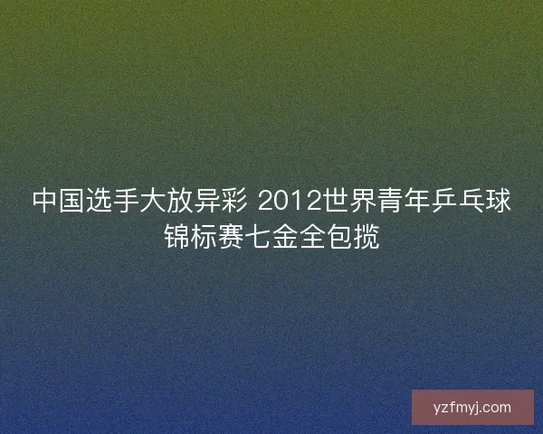 中国选手大放异彩 2012世界青年乒乓球锦标赛七金全包揽